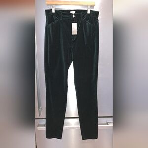 J. Jill Dark Teal Velveteen Velvet Pants Straight Leg Holidays  LUXURY 8 Tall